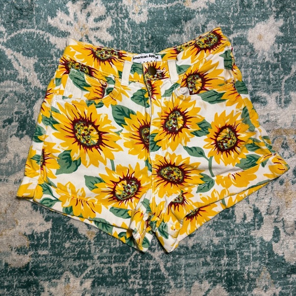 American Apparel Sunflower Print Shorts - Picture 1 of 7